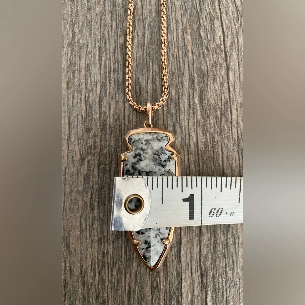Kendra Scott Kimmy Necklace Rose Gold Gray Granite Stone - Picture 3 of 5